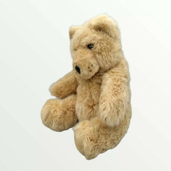 Vintage EDEN NY Shaggy Teddy Bear Vinyl Nose Airbrushing Spots Tan Brown Korea - Picture 2 of 10